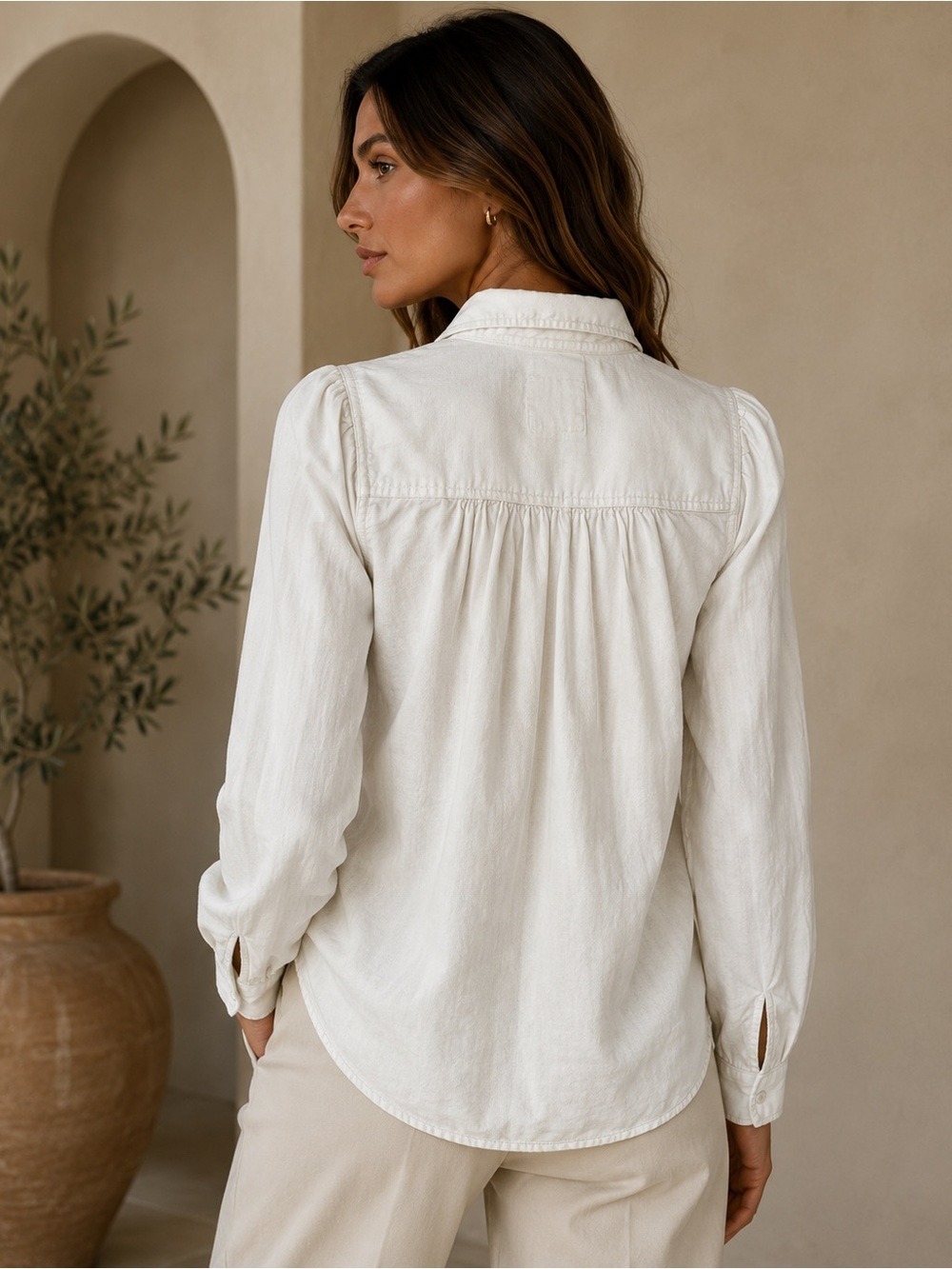 Rails Angelica Dust Acid Wash Button-Down Shirt with Puff Sleeves | Extra Small - Picture 2 of 6
